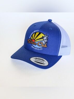 Shore Club Pacific Beach San Diego Trucker Snapback - Royal Blue & White